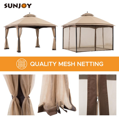 Pendleton Outdoor Patio Steel Frame 2-Tier Soft Top Roof Gazebo