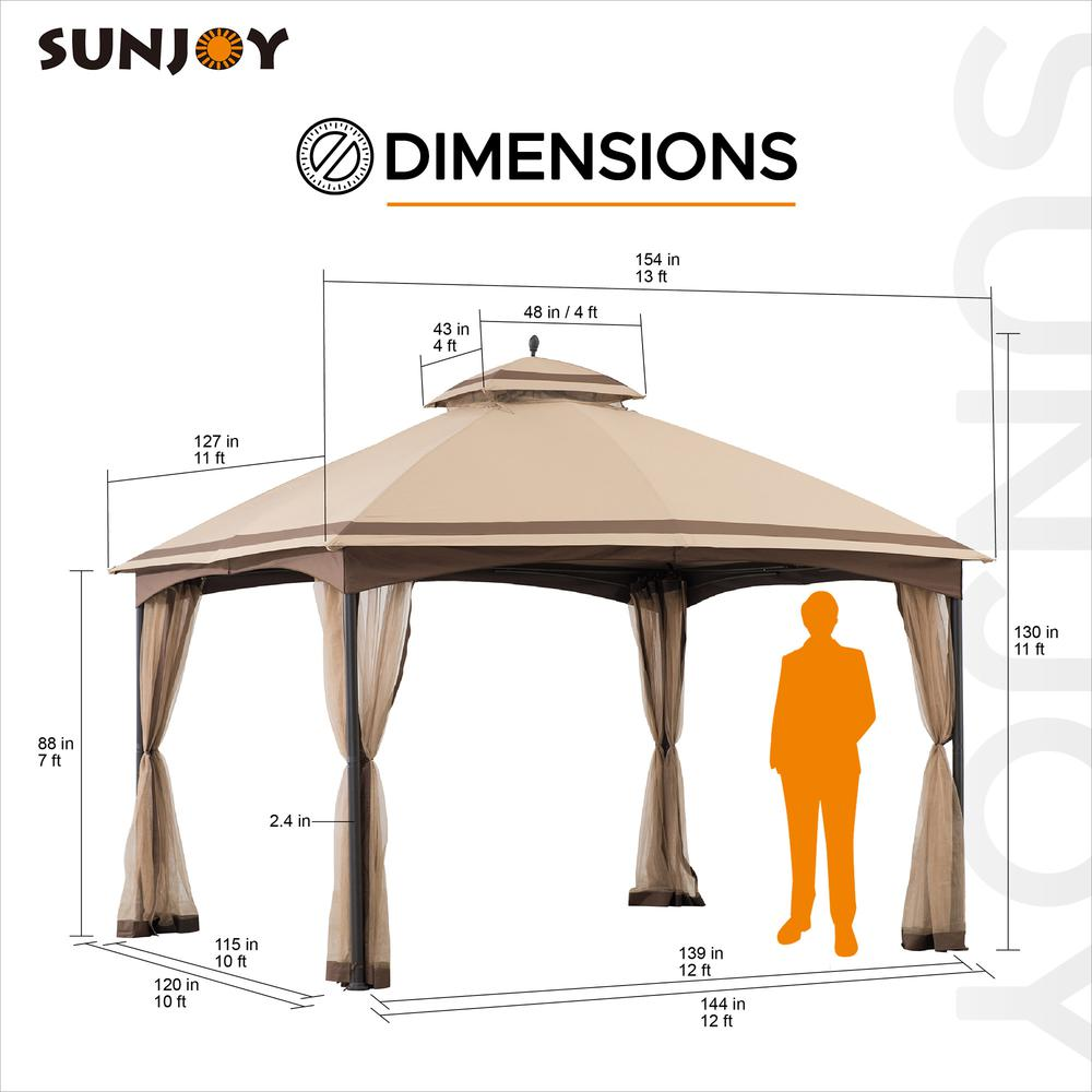 Pendleton Outdoor Patio Steel Frame 2-Tier Soft Top Roof Gazebo