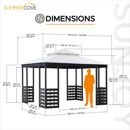 Brook Park Outdoor Patio Steel Frame 2-Tier Soft Top Gazebo with Canopy Roof