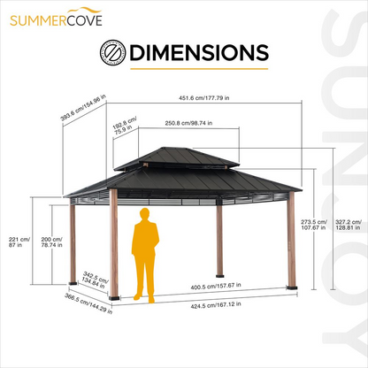 Roberts Outdoor Patio Steel Frame Hardtop Gazebo with 2-Tier Steel Roof - Create a Stylish and Functional Outdoor Gathering Spot