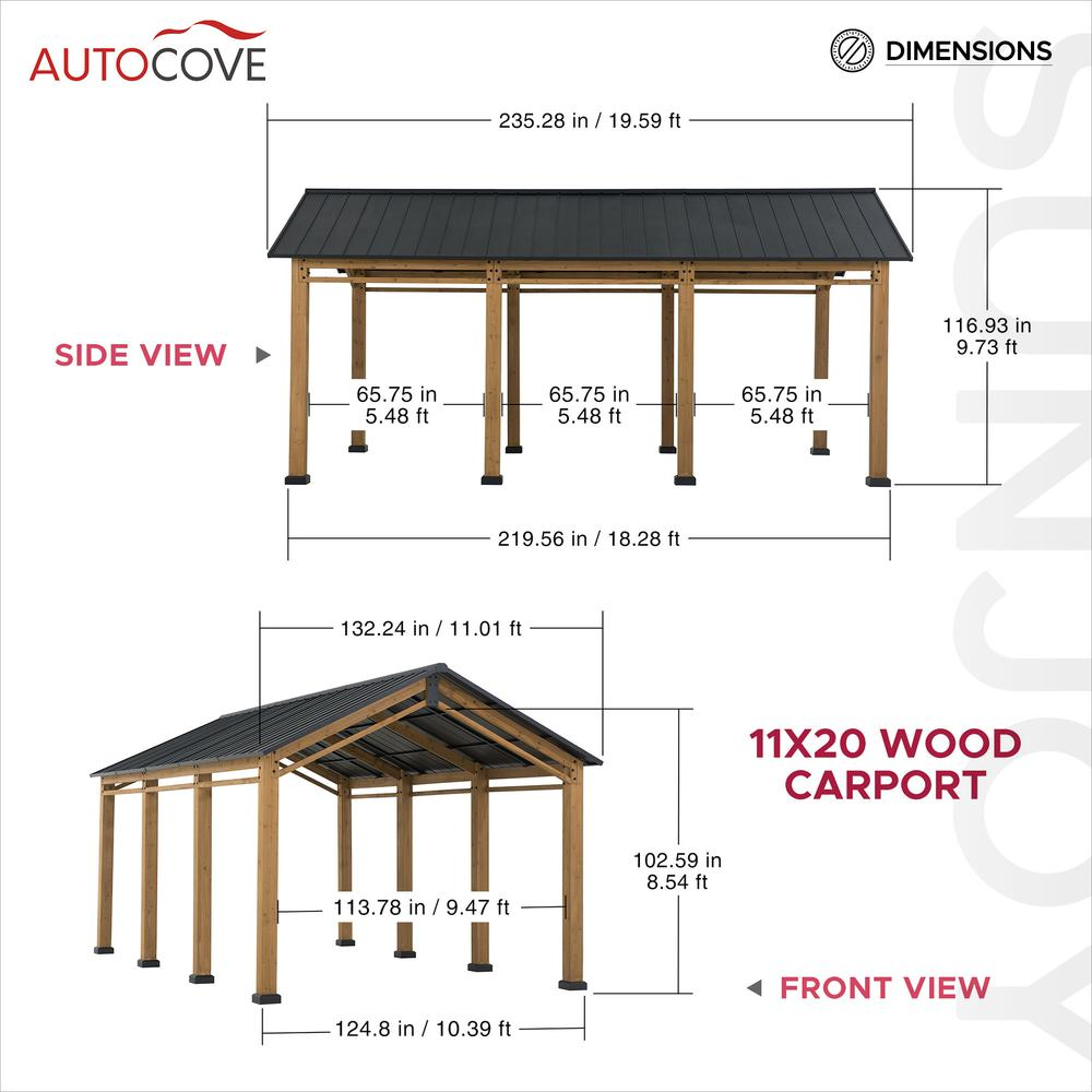 Cedar Wood Frame Carport Outdoor Patio Hardtop Gazebo - Premium Quality, Durable, and Stylish