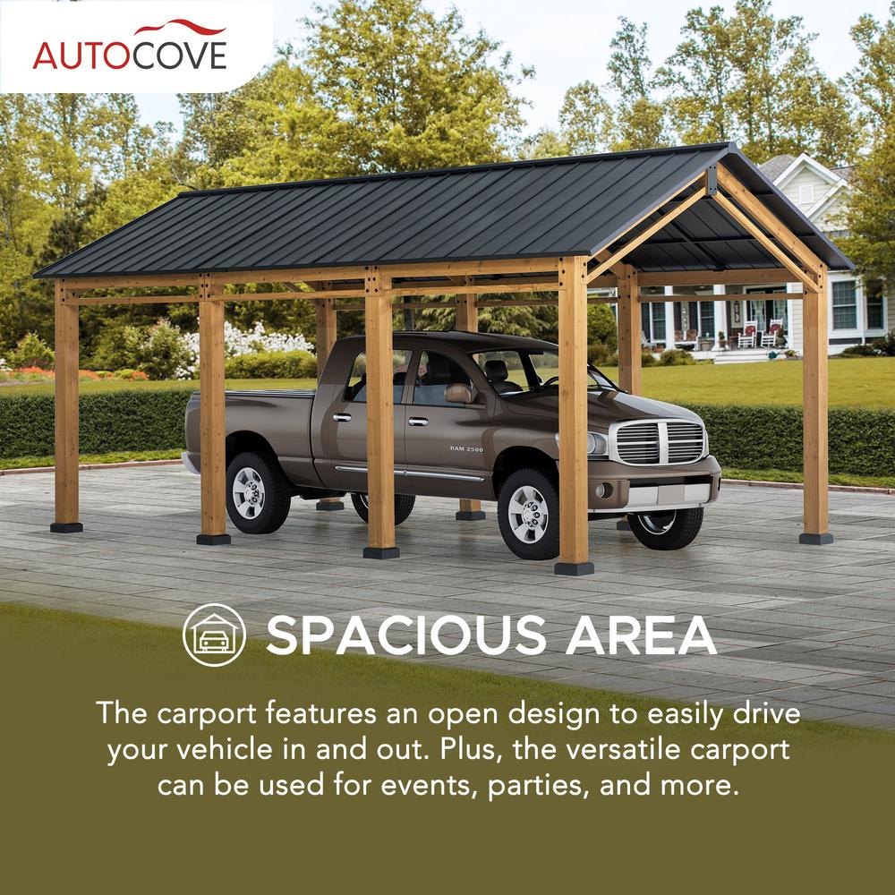 Cedar Wood Frame Carport Outdoor Patio Hardtop Gazebo - Premium Quality, Durable, and Stylish