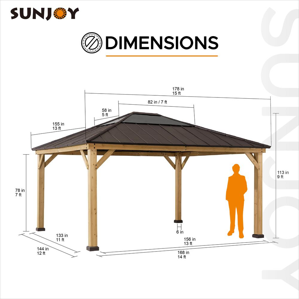 Outdoor Patio Cedar Framed Gazebo with Steel and Polycarbonate Hip Roof Hardtop - Create Your Outdoor Oasis