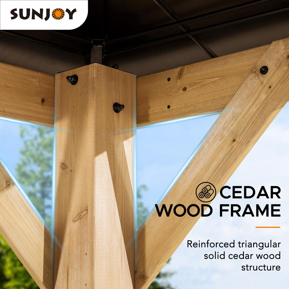 Outdoor Patio Cedar Framed Gazebo with Steel and Polycarbonate Hip Roof Hardtop - Create Your Outdoor Oasis