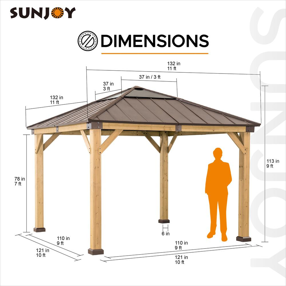 Outdoor Patio Cedar Framed Gazebo with Steel and Polycarbonate Hip Roof Hardtop