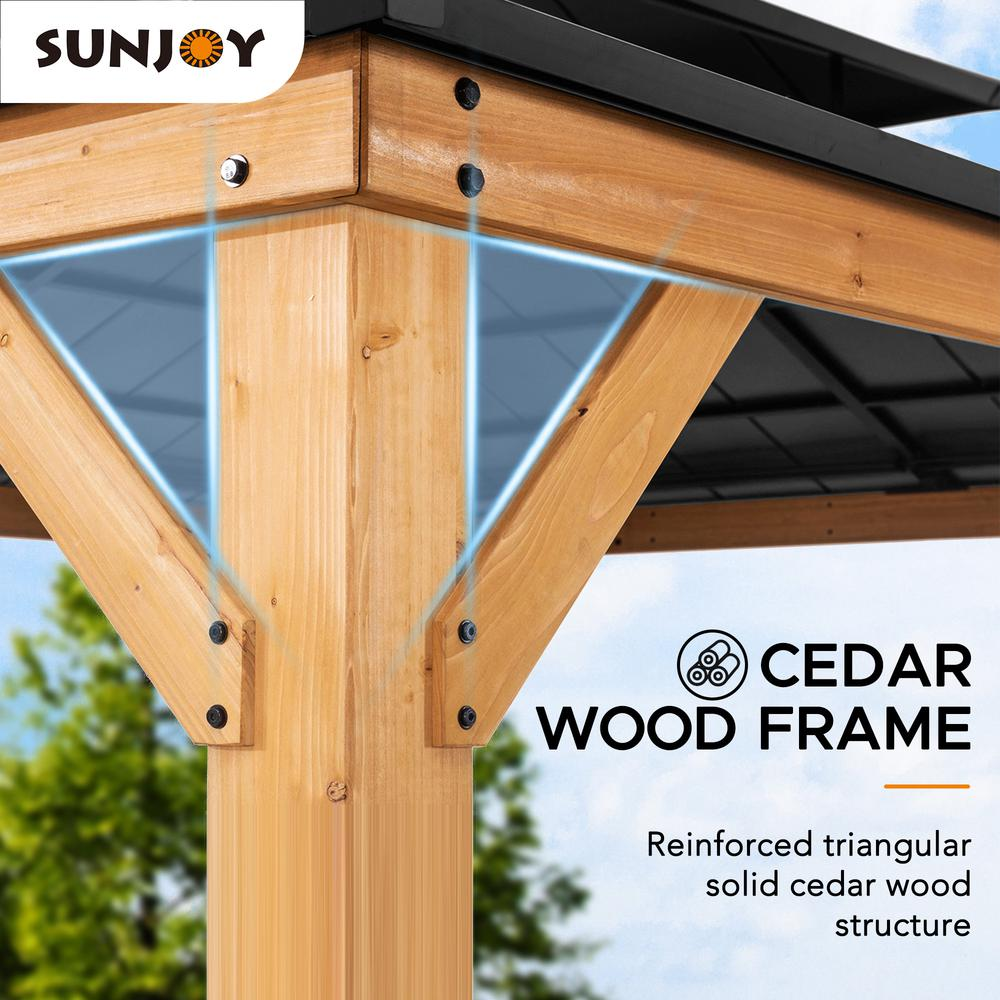 Outdoor Patio Cedar Framed Gazebo with Double Steel Hardtop Roof for Garden