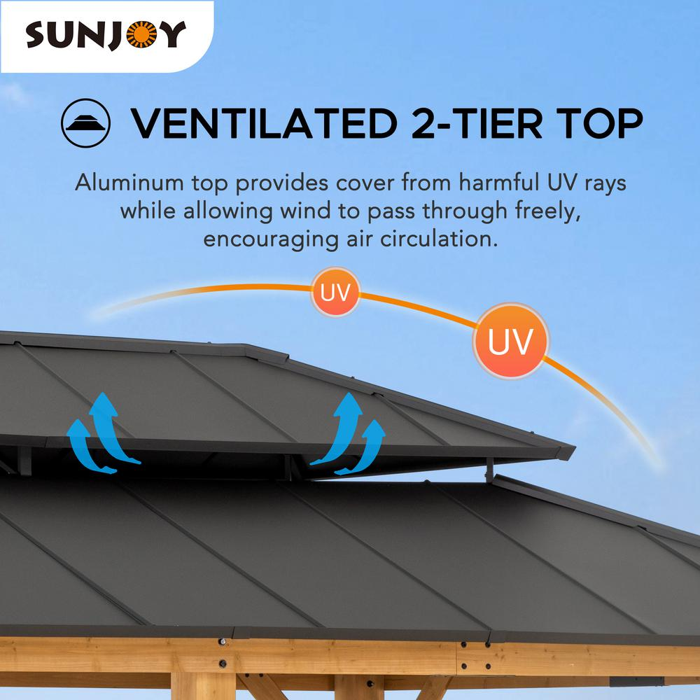 Sunjoy 12 ft. x 20 ft. Cedar Framed Gazebo with Aluminum Hardtop