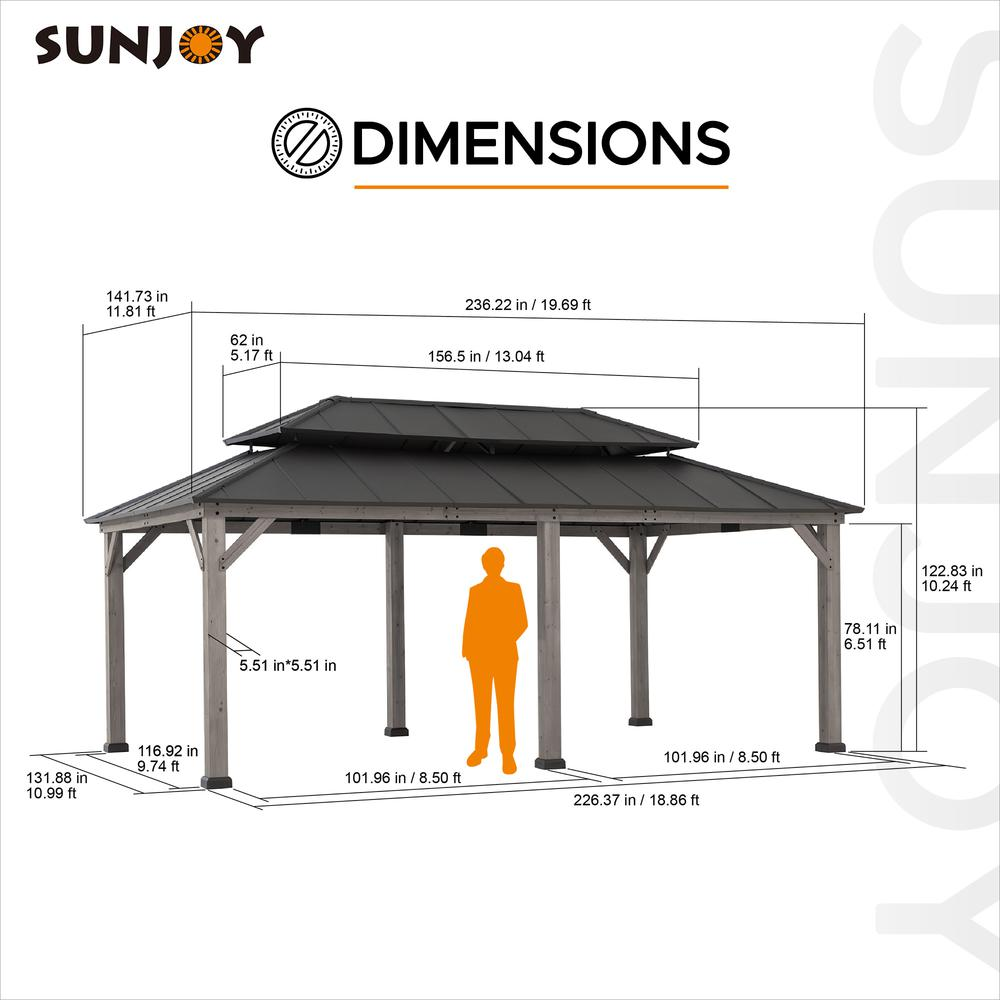 Elegant Outdoor Retreat: Cedar Framed Wooden Gazebo with Aluminum Hardtop for Patios