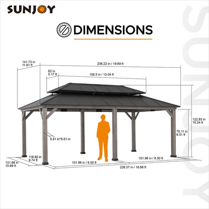 Elegant Outdoor Retreat: Cedar Framed Wooden Gazebo with Aluminum Hardtop for Patios