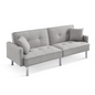 Tufted Futon Convertible Sofa Sleeper with Two Throw Pillows - Stylish and Comfortable | Shop Now