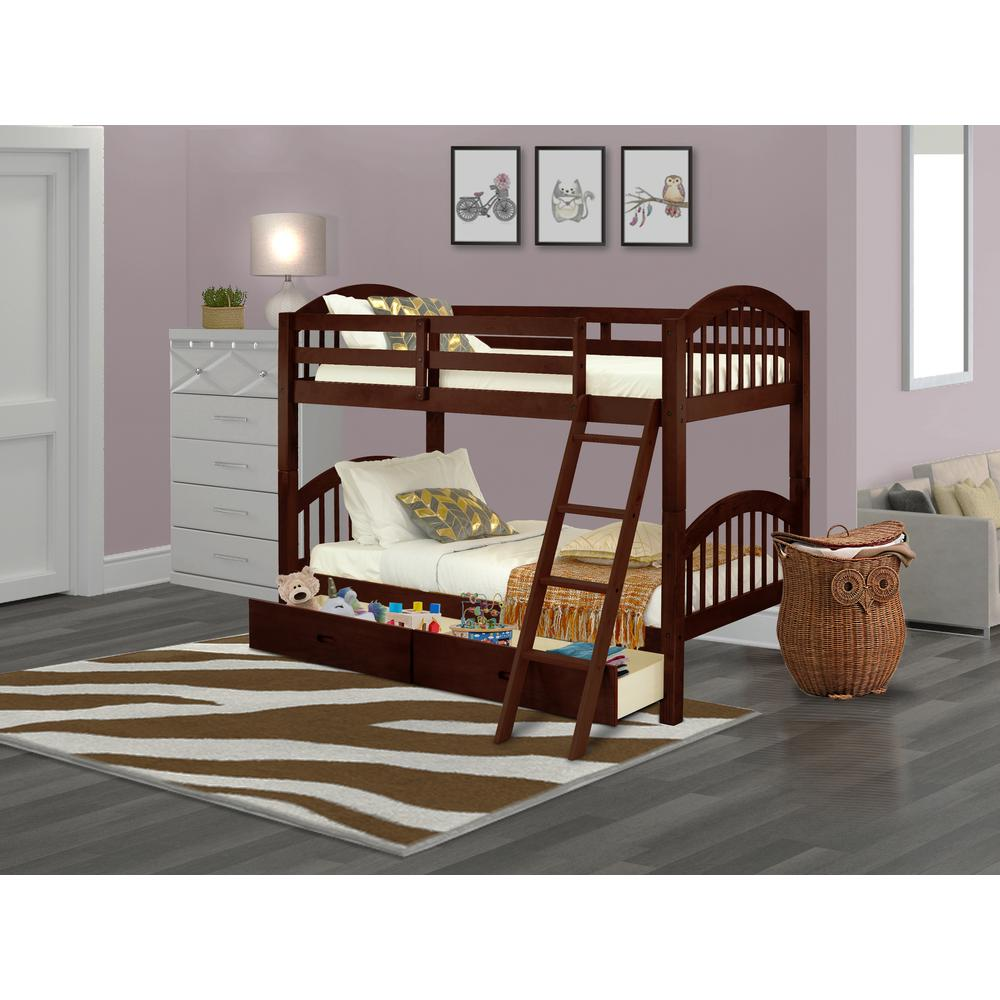 Maximize Space & Style: Youth Bunk Bed Java VEB-08-TA - Perfect for Kids' Rooms