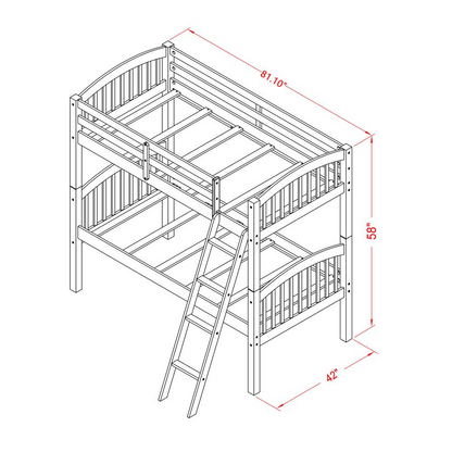 Youth Bunk Bed: Sleek White, Space-Saving for Kids' Rooms