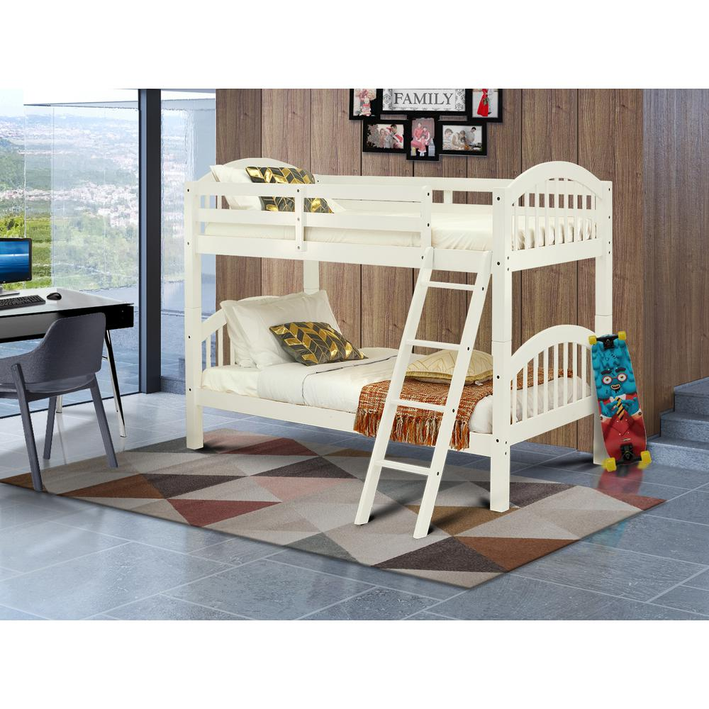 Youth Bunk Bed: Sleek White, Space-Saving for Kids' Rooms