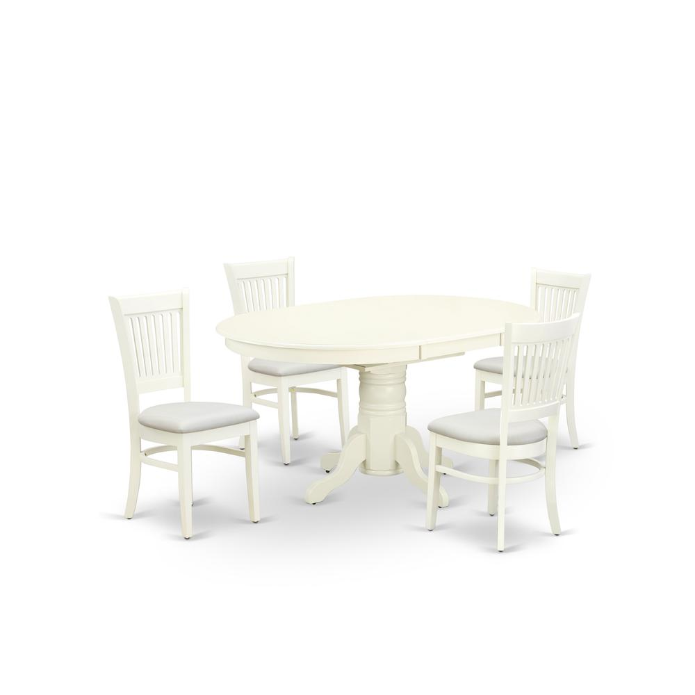 Sleek 5-Piece Dining Set: Mid-Century Linen Chairs & Butterfly Leaf Table