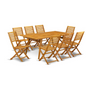 Stunning 9-Piece Patio Set: 8 Ladder-Back Chairs & Rectangular Table with Wooden Legs - Natural Oil Finish for Outdoor Elegance