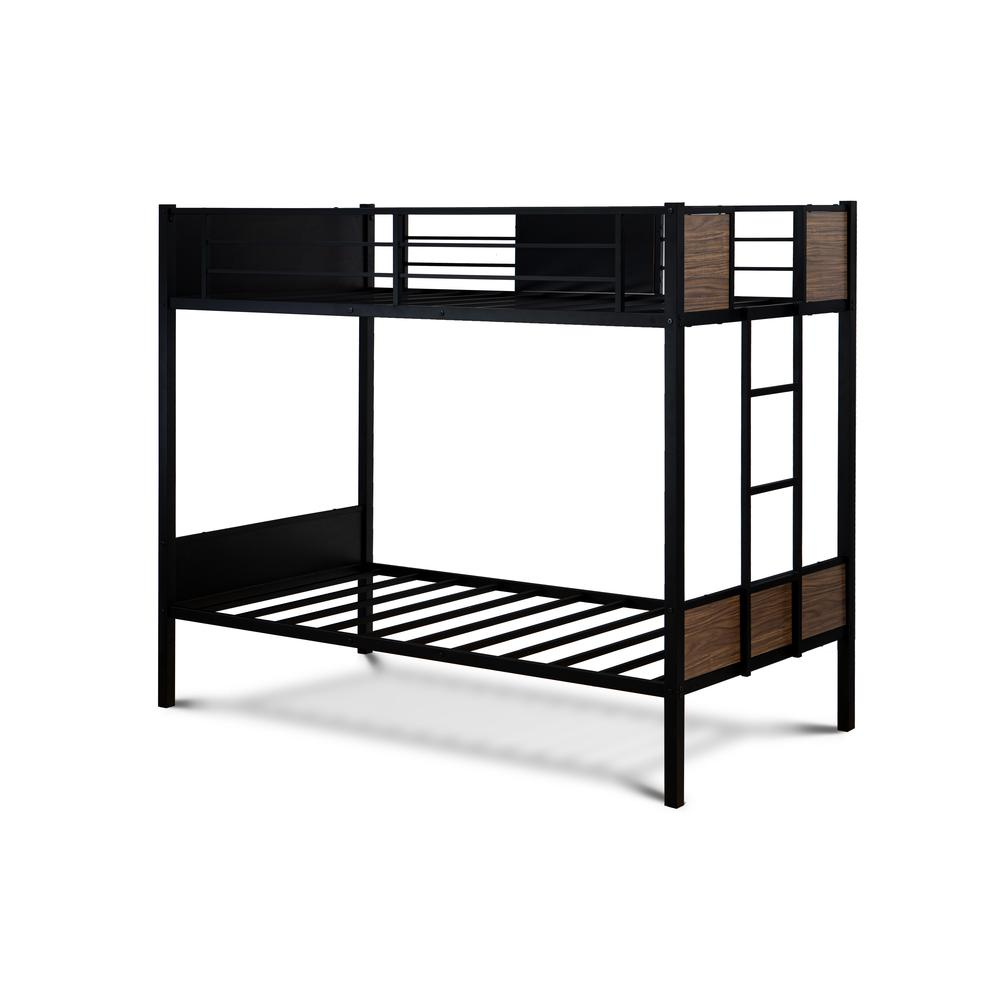 LYT0BLK Lynfield Twin Bunk Bed - Premium Quality, Sturdy Metal Frame