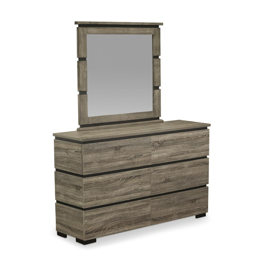 East West Furniture Savona Dresser and Mirror in Antique Gray Finish - Navarrete Furniture