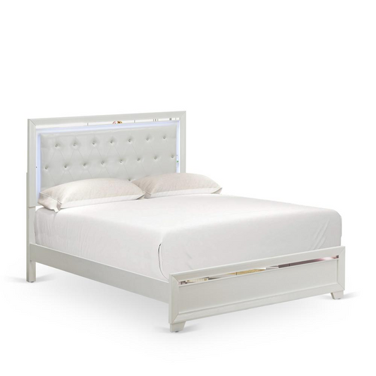 Pandora Wooden Queen Bed - Elegant White Contemporary Design