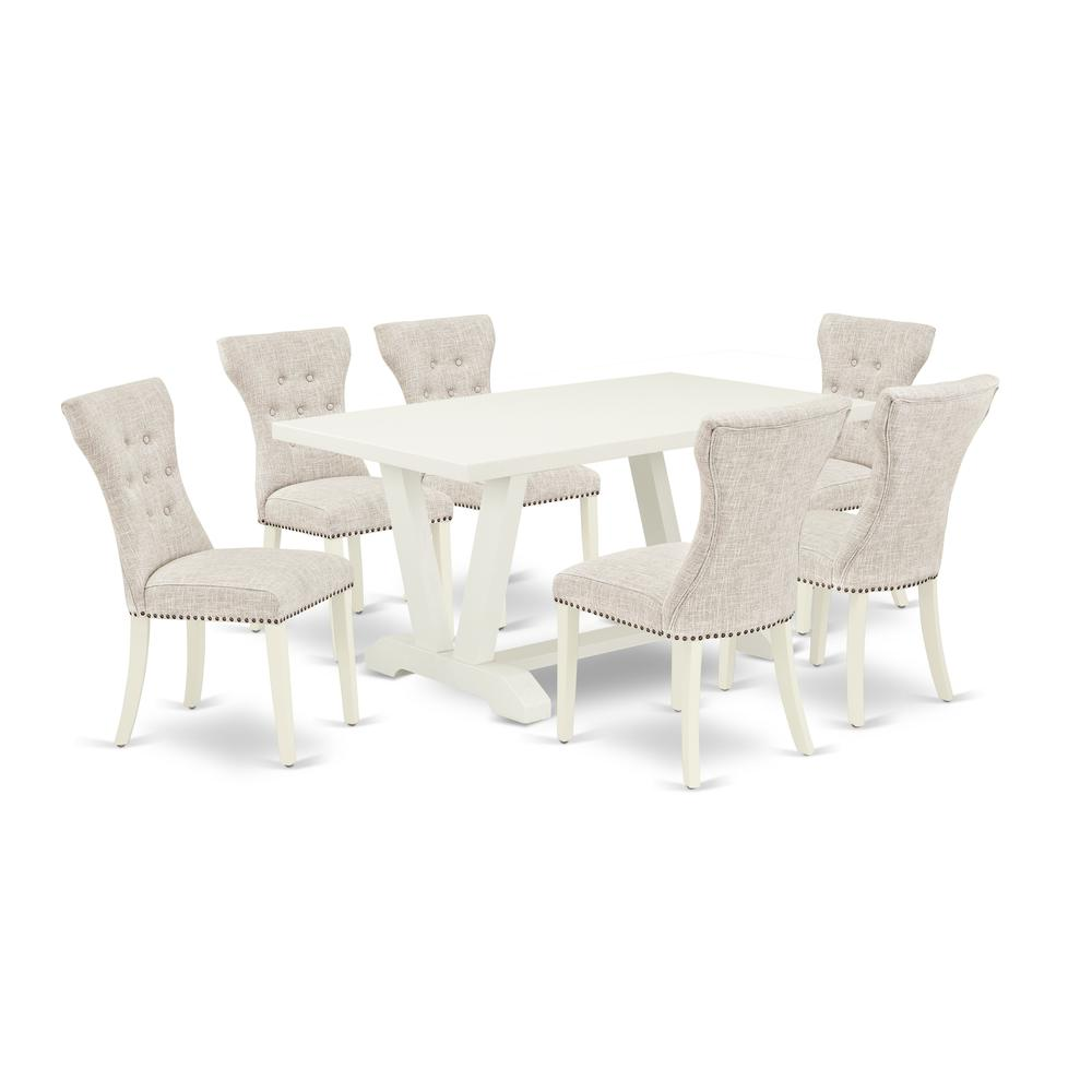 East West Furniture V026Ga235-7 - 7-Piece Dining Room Set - 6 Parson Dining Chairs and Small Rectangular Table Hardwood Structure - Navarrete Furniture