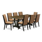 Stunning 9-Piece Dining Ensemble: Sleek Cement-Colored Rectangular Table & 8 Linen Fabric Chairs