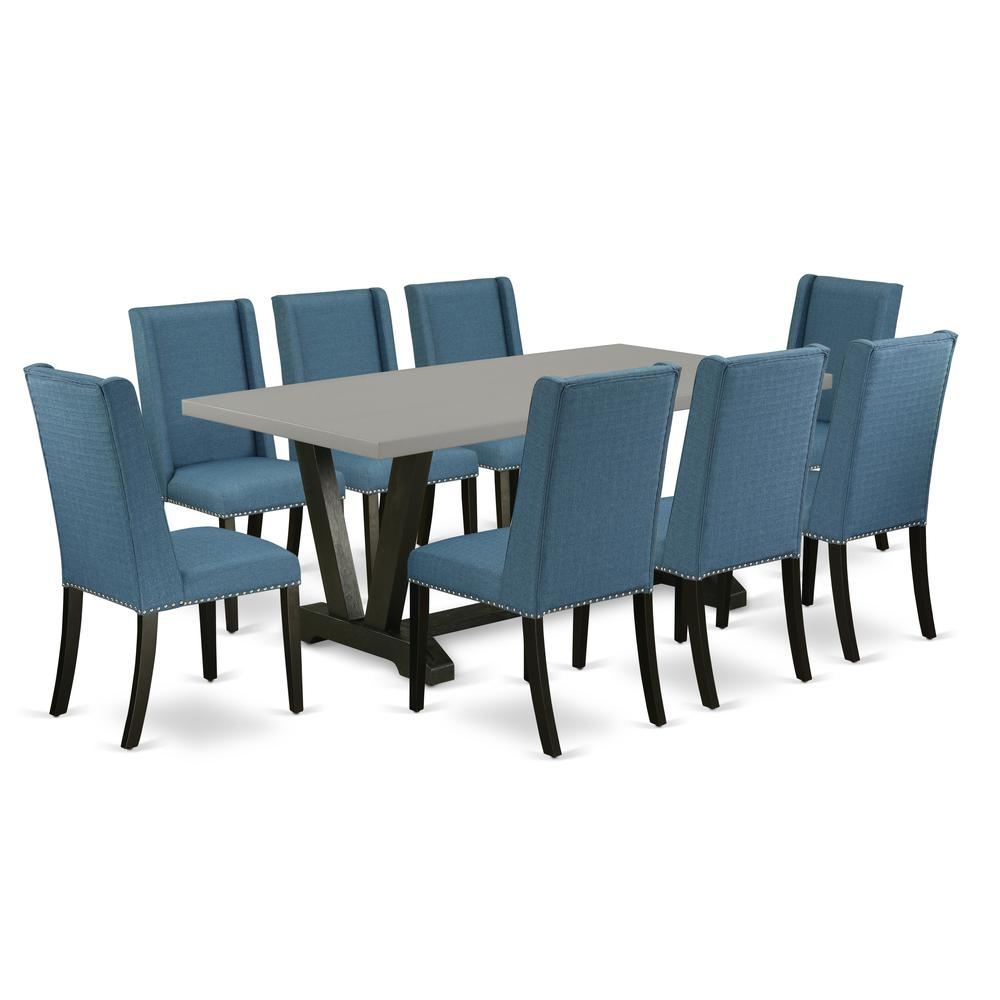 East West Furniture V697FL121-9 - 9-Piece Dining Table Set - 8 Parson Dining Chairs and Dining Table Hardwood Frame