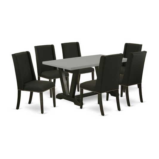 East West Furniture V696FL624-7 - 7-Piece Dining Room Table Set - 6 Parson Dining Chair and Dinette Table Hardwood Frame