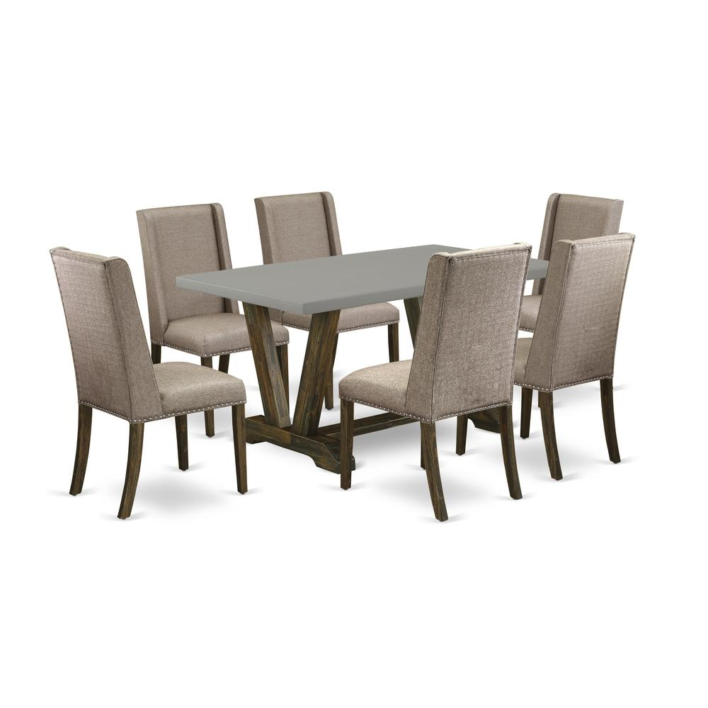 East West Furniture V796FL716-7 - 7-Piece Kitchen Table Set - 6 Parson Chairs and a Rectangular Kitchen Table Hardwood Structure - Navarrete Furniture