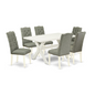 East West Furniture X026EL207-7 - 7-Piece Dining Table Set - 6 Parsons Chairs and a Rectangular Table Hardwood Frame