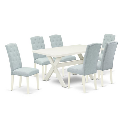 East West Furniture X026CE215-7 - 7-Piece Dining Table Set with 6 Padded Parson Chairs