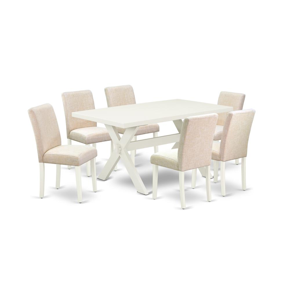 East West Furniture X026aB202-7 - 7-Piece Dinette Set - 6 Parson Chairs and a Rectangular Dinette Table - Navarrete Furniture