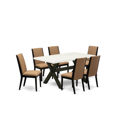 East West Furniture 7-PC Kitchen Set - 6 Dining Chairs & Rectangular Table