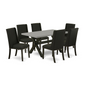 Stylish 7-Piece Dining Ensemble: 6 Cushioned Parson Chairs & Solid Wood Table