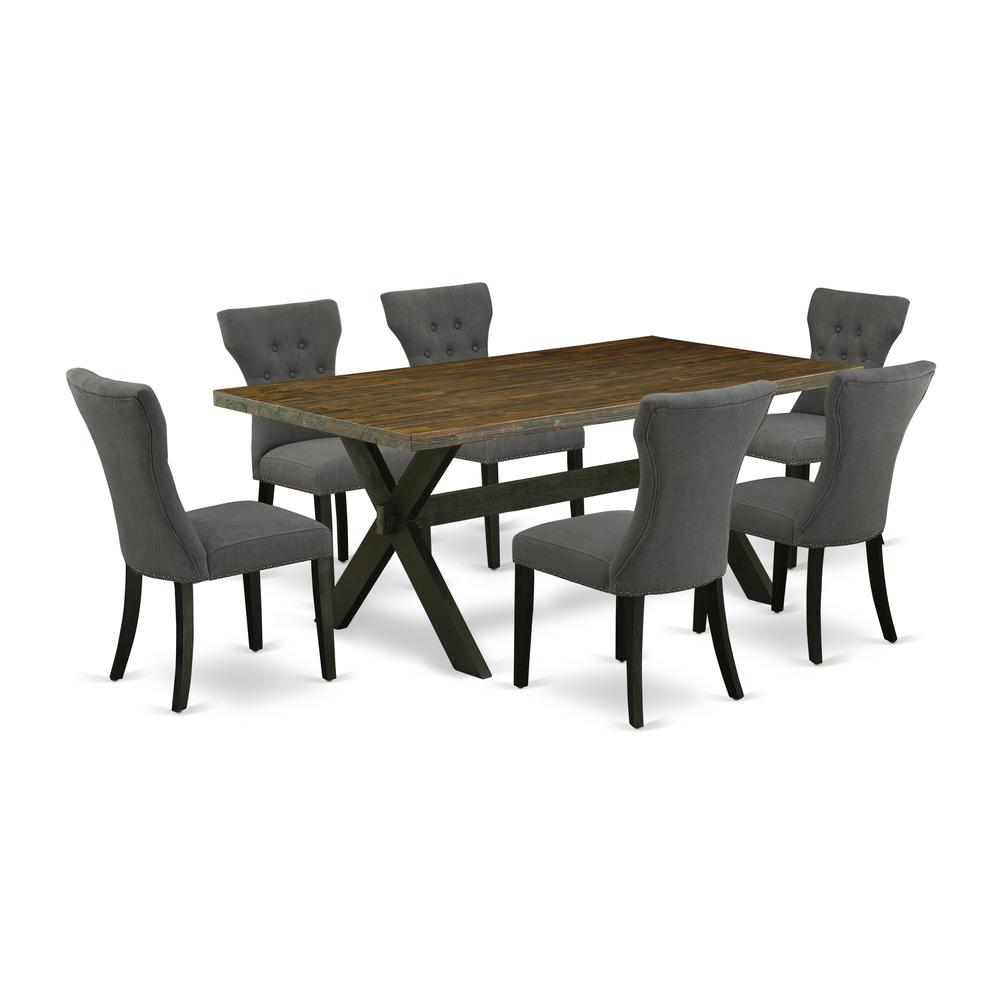 East West Furniture X677Ga650-7 - 7-Piece Kitchen Dining Table Set - 6 Dining Chairs and Dinette Table Hardwood Frame