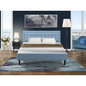 FN11K-1GO15 2-Pc Platform King Bed Set with 1 Mid Century Bed and a Navy Blue Bedroom Nightstand - Denim Blue Linen Fabric Bed