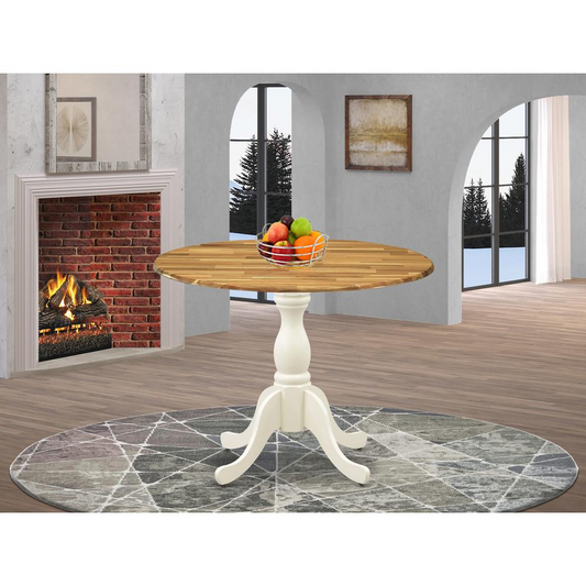 🌿 Natural Table Top Dining Room Table with Drop Leaves - Linen White Pedestal Leg Finish for Elegant Spaces 🍴✨