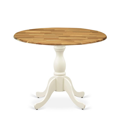 🌿 Natural Table Top Dining Room Table with Drop Leaves - Linen White Pedestal Leg Finish for Elegant Spaces 🍴✨