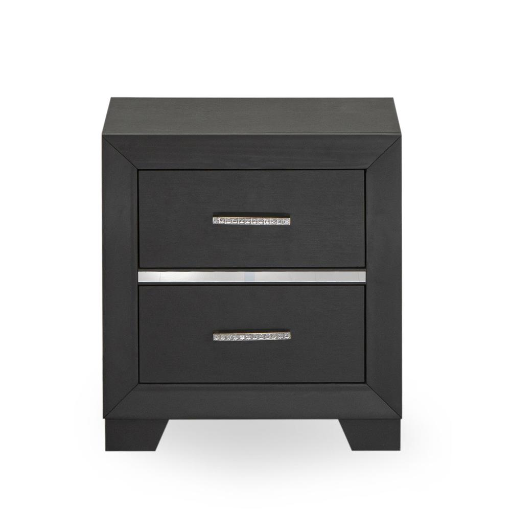 East West Furniture 1-Piece Denali Small Nightstand with 2 Drawers - Brushed Gray Finish