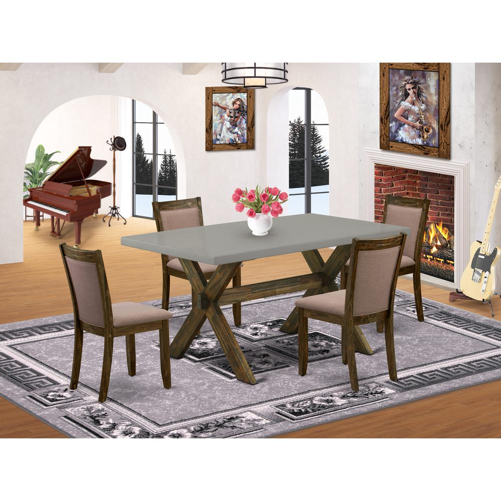 East West Furniture 5-Pc Kitchen Dining Set - Distressed Jacobean Finish