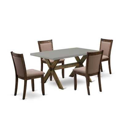 East West Furniture 5-Pc Kitchen Dining Set - Distressed Jacobean Finish