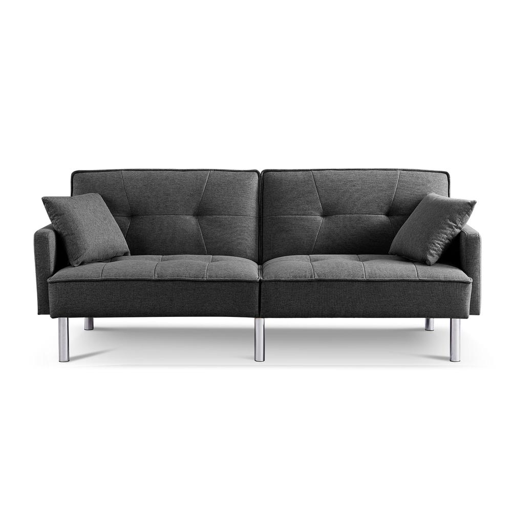 Tufted Futon Convertible Sofa Sleeper with Two Throw Pillows - Stylish and Versatile | Your Home Decor Upgrade