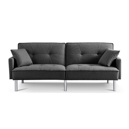 Tufted Futon Convertible Sofa Sleeper with Two Throw Pillows - Stylish and Versatile | Your Home Decor Upgrade