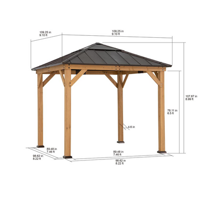 Outdoor Patio Cedar Framed Gazebo with Steel & Polycarbonate Hip Roof Hardtop