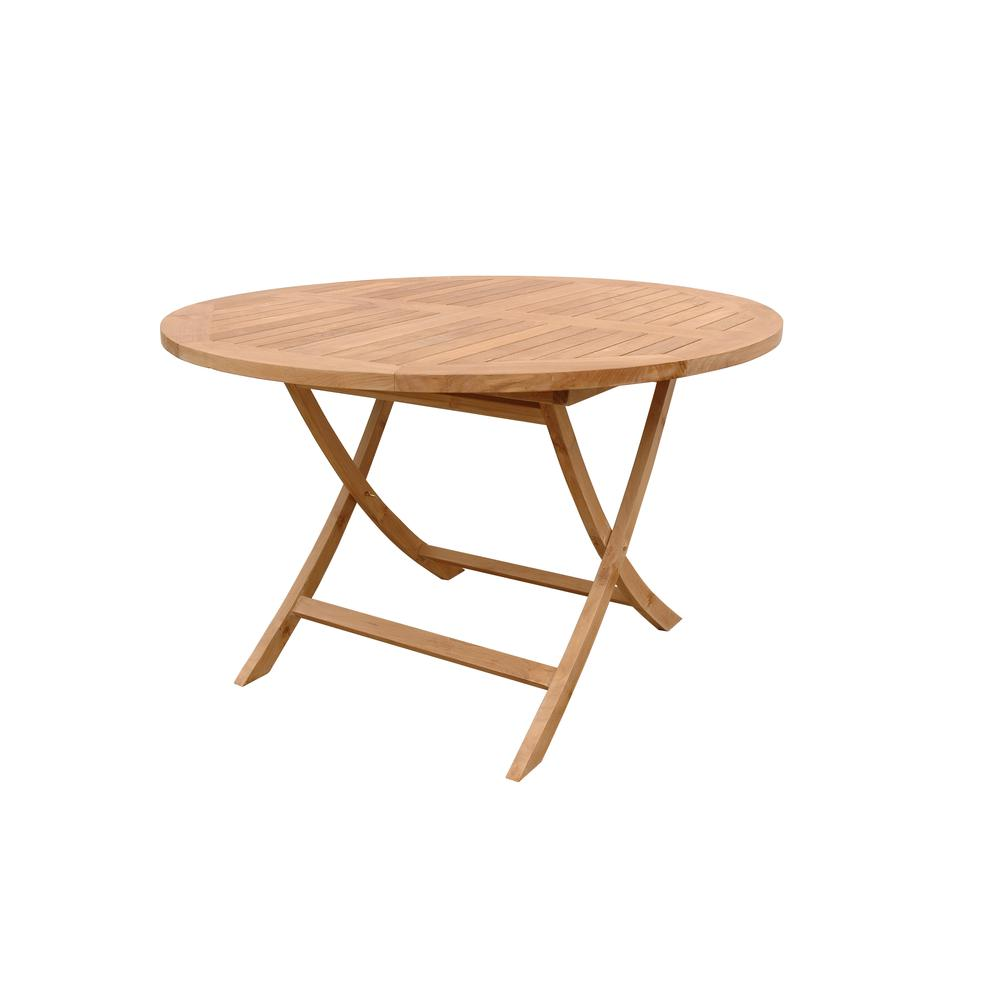 Bahama 47" Round Folding Table - Premium Solid Teak | Perfect for Patio, Garden, and Backyard