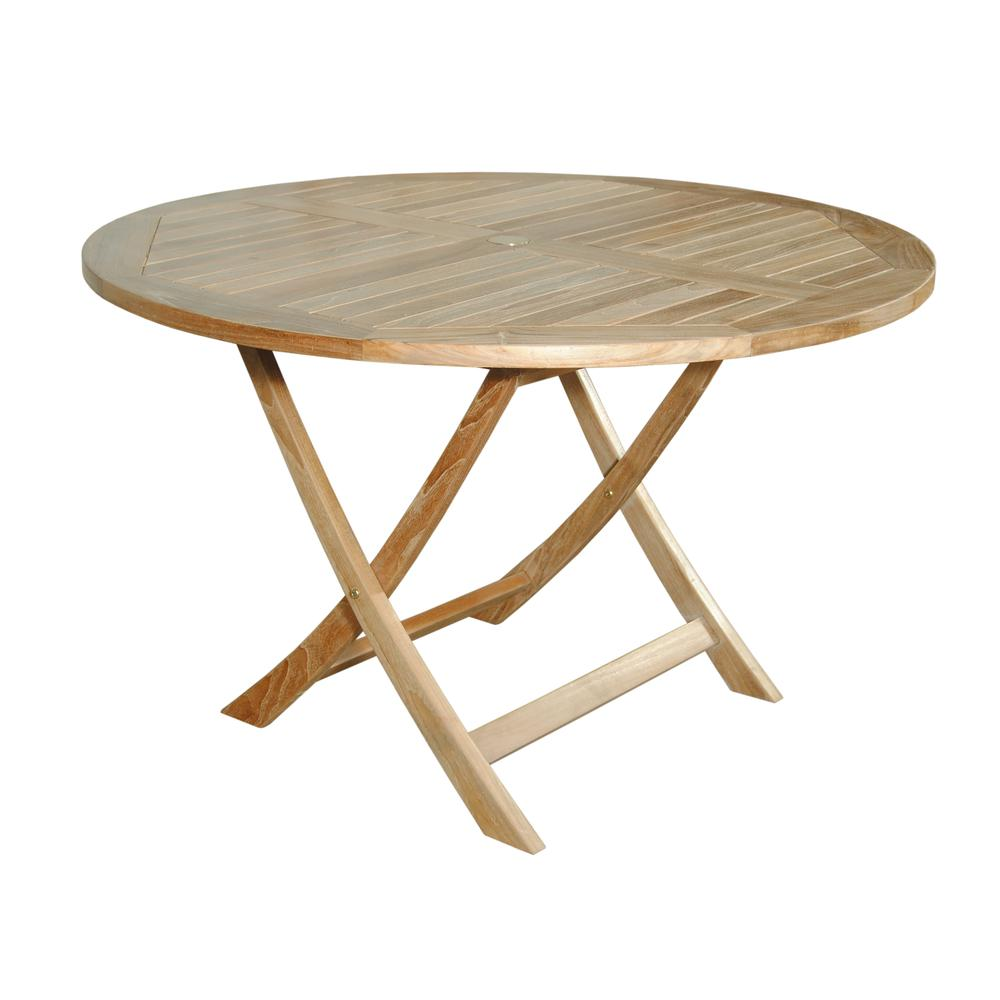 Bahama 47" Round Folding Table - Premium Solid Teak | Perfect for Patio, Garden, and Backyard