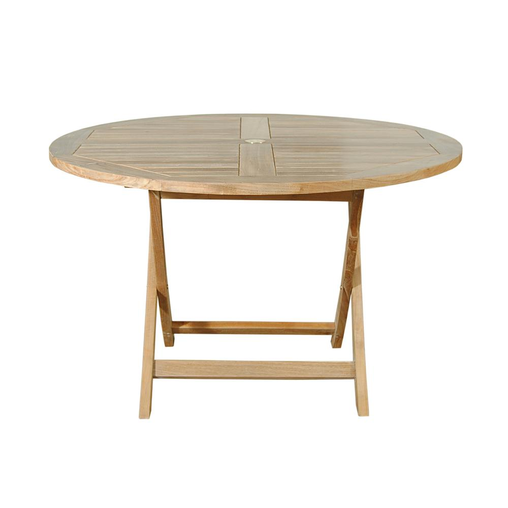 Bahama 47" Round Folding Table - Premium Solid Teak | Perfect for Patio, Garden, and Backyard