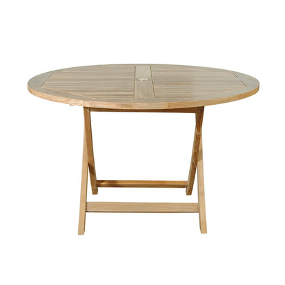 Bahama 47" Round Folding Table - Premium Solid Teak | Perfect for Patio, Garden, and Backyard