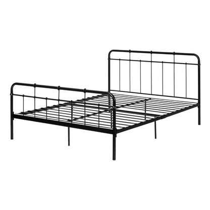 Fernley Complete Bed, Pure Black - Rustic Farmhouse Design, No Boxspring Required