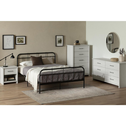 Fernley Complete Bed, Pure Black - Rustic Farmhouse Design, No Boxspring Required