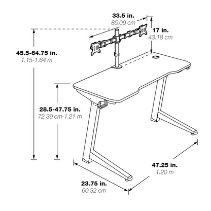 Arena 1337 Battlestation Gaming Desk - Height Adjustable, Carbon Fiber Mouse Surface, Dual/Single Monitor Mounts, RGB LEDs