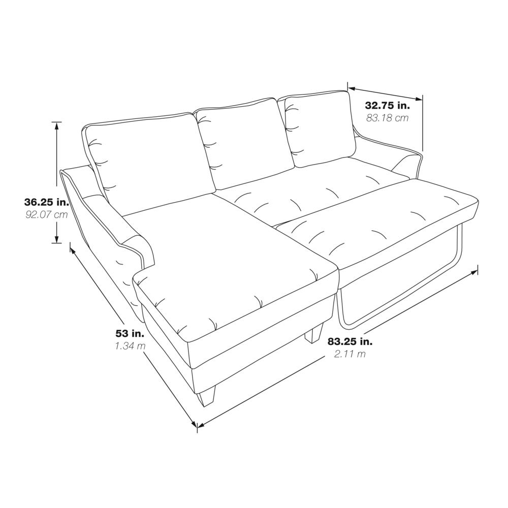 Lester Chaise Sofa - Convertible Twin Size Sleeper Sofa with Padded Arms and Plush Cushions